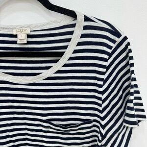 J. Crew Factory Coastal Stripe Navy and White Glitter Pocket T-Shirt Sz XL